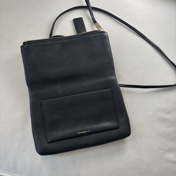 COACH Coach All Leather Shoulder Bag Crossbody Black - Picture 6 of 7